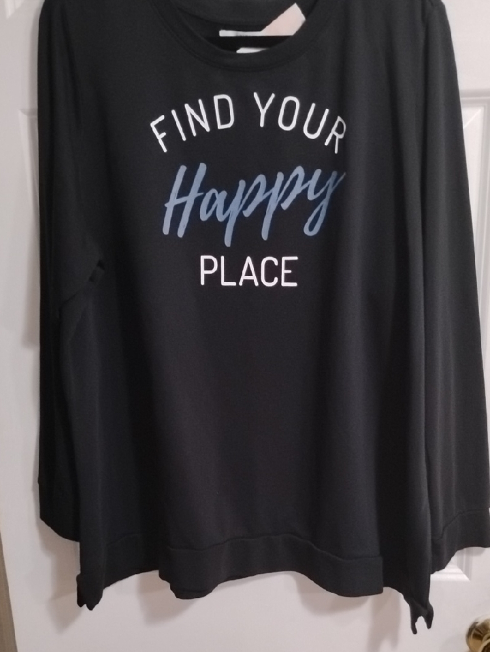New Directions Black Graphic Tee with Pink Label Detail